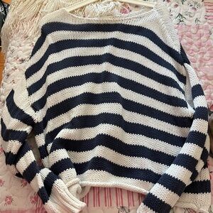 Aerie Navy and White Striped Sweater